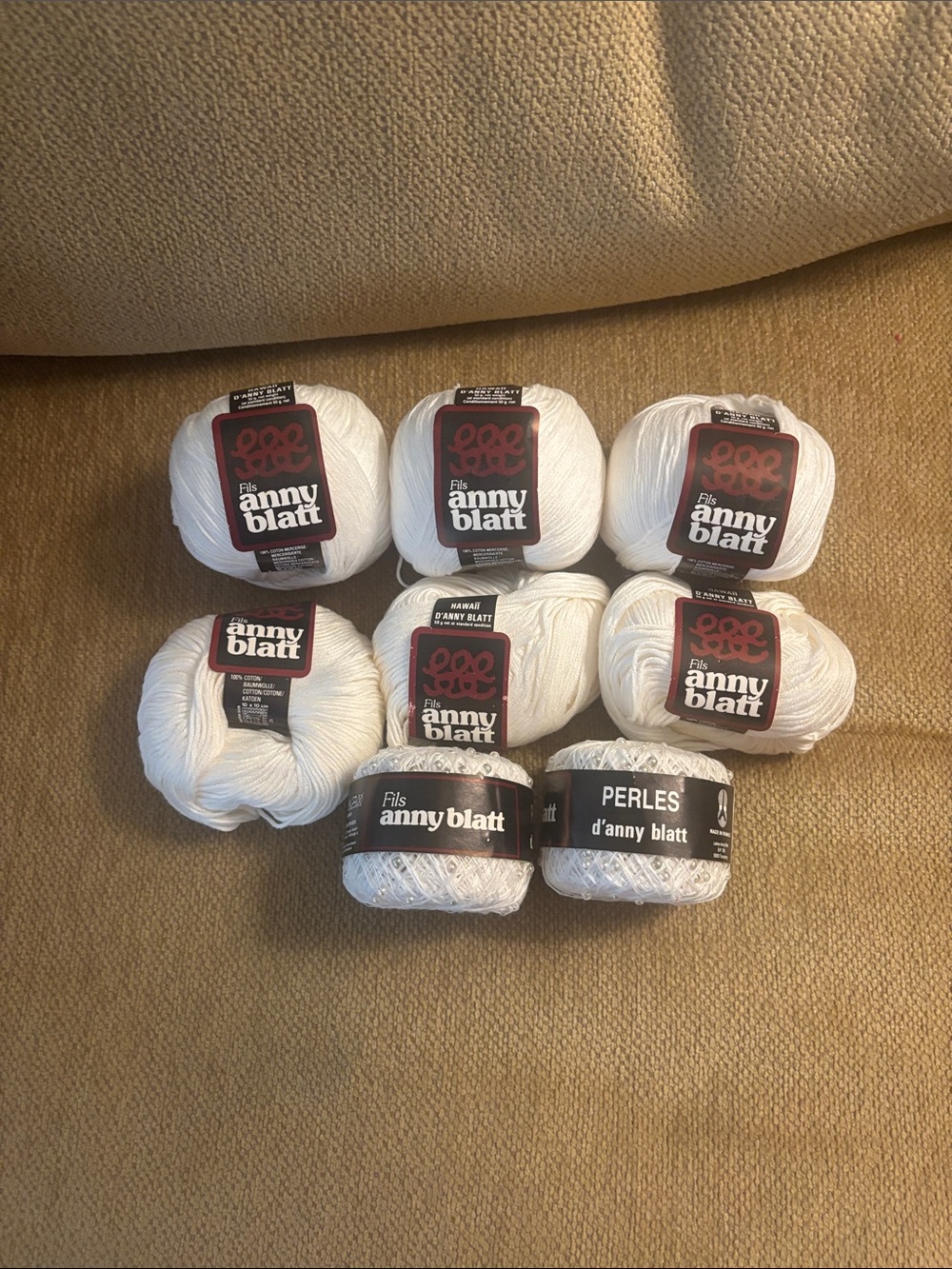 Anny Blatt White Cotton Yarn  & Beaded Yarn Bundle